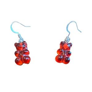 4/$20!!  Red Gummy Bear Drop Earrings